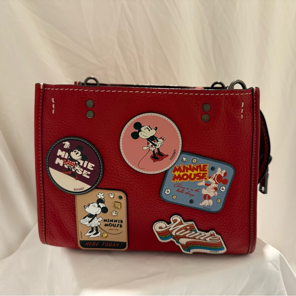 Coach Disney Rogue 25 with Minnie Mouse Patches in Pewter Hardware/1941 Red - Picture 4 of 11